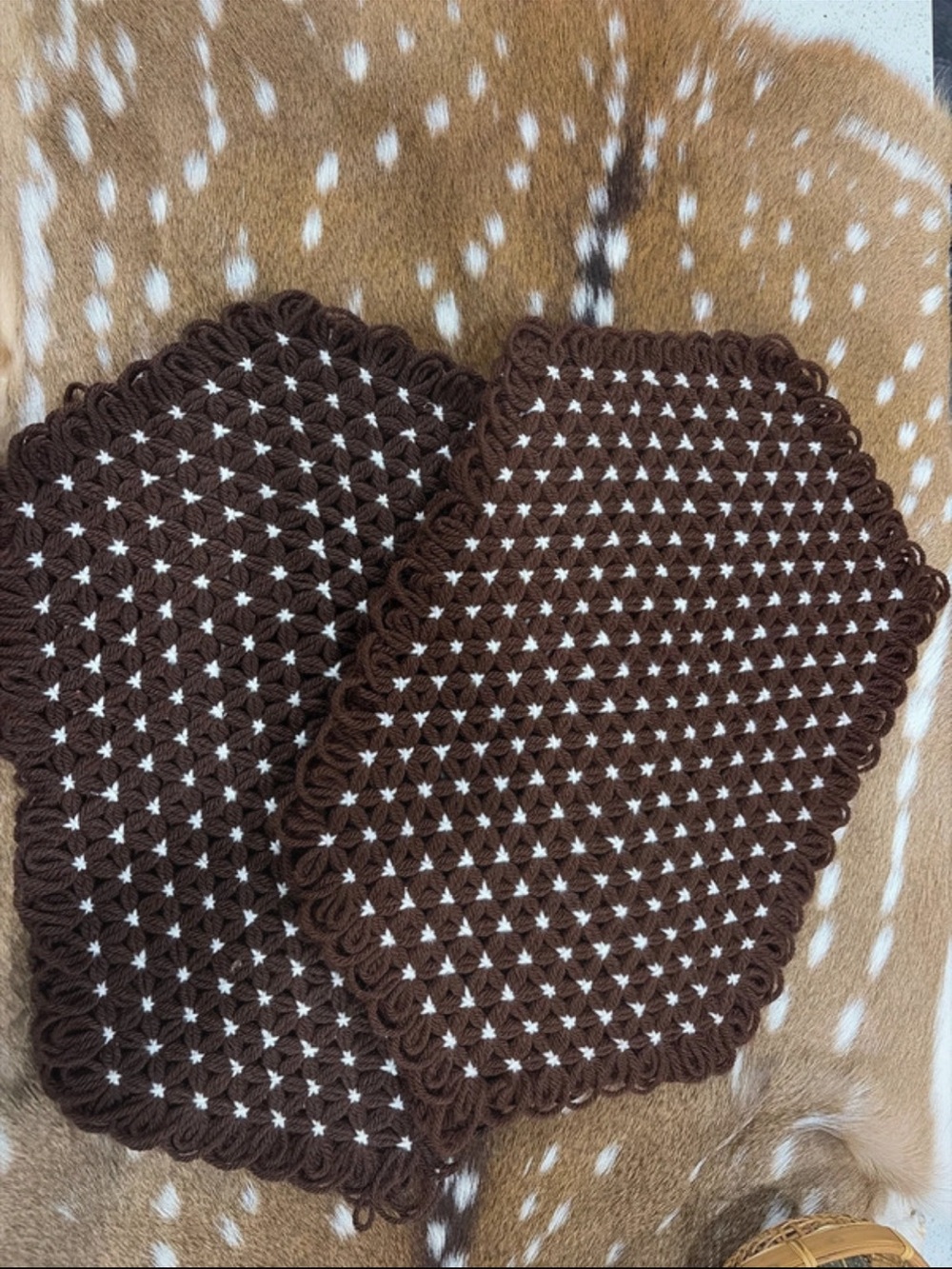 Handmade Brown Crochet Hexagon Placemats - Kitchen Accessories